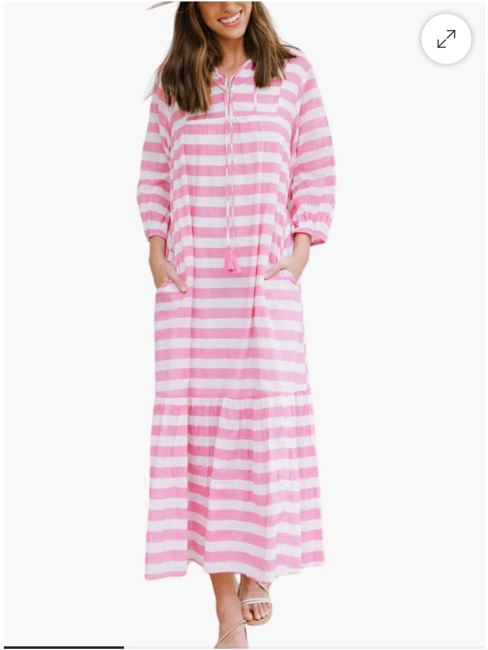 Sunshine Tienda Copa Pink and White Striped Maxi Dress